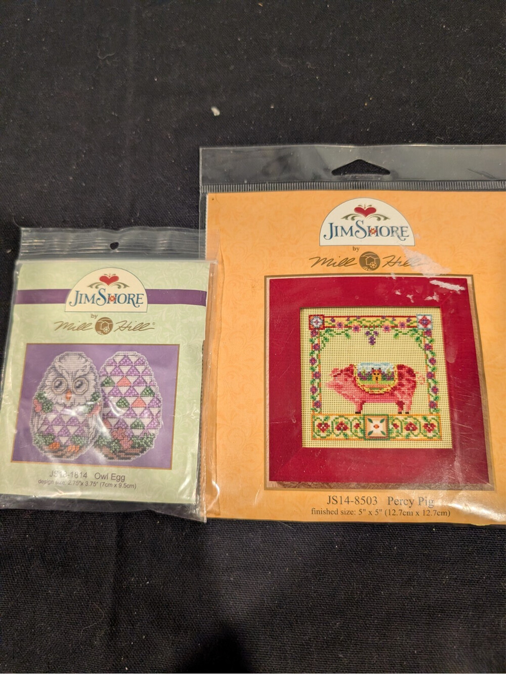 2 Jim Shore Mill Hill Beaded Cross Stitch Kits Percy Pig JS14-8503 Owl Egg